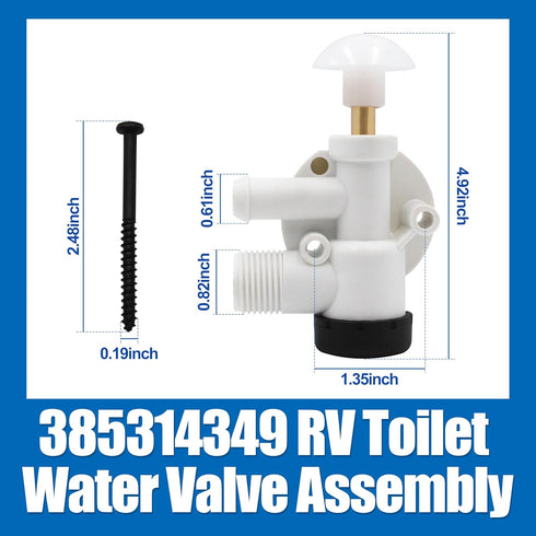 385314349 RV Water Valve Assembly Camper Trailer Toilet Repair Kit Replacement for Dometic Sealand EcoVac Vacuflush Pedal Flush Toilets - 1 PACK...
