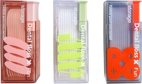 3-Piece Mega Family Pack Trio: Refillable Floss Pick Dispenser & Floss Pick Holder - with 30 Floss Picks, Perfectly Cool Dental Floss Dispenser...