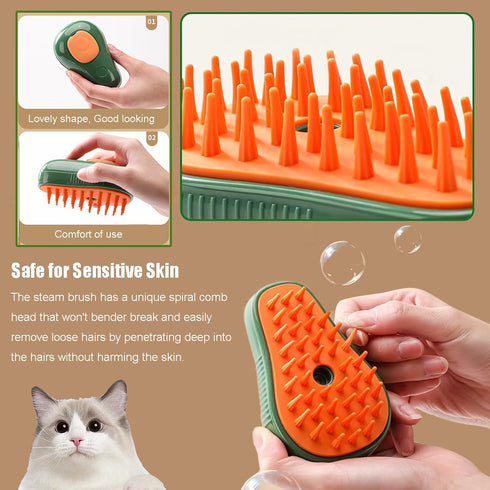 Cat Steam Brush, 3 in 1 Cat Brush for Shedding,Spray Cat Brush For Pets Grooming, Portable Pets Hair Removal Tool For Cats and Dogs, Pets Steamy B...
