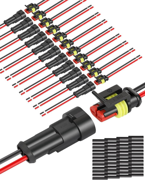 NAOEVO 2 Pin Connector Waterproof?16 AWG 2 Wire Connectors, Automotive Electrical Connectors Male And Female Way With Heat Shrink Tubing For Car T...