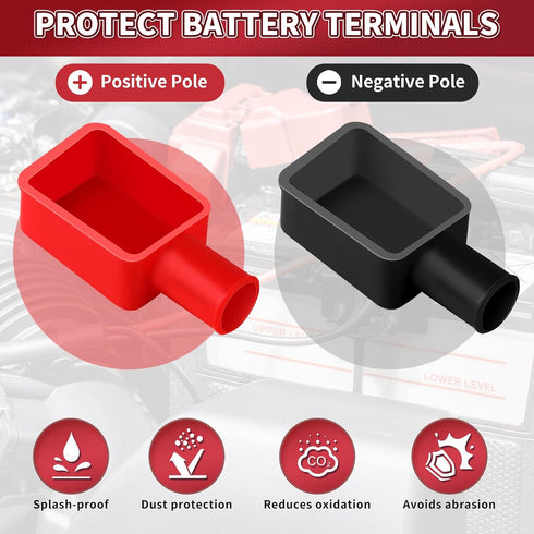 Battery Terminal Cover 8 Pcs, Battery Terminal Protector Isolate Soft Rubber, Positive Battery Terminal Cover Top Post, Battery Post Cover for Car...