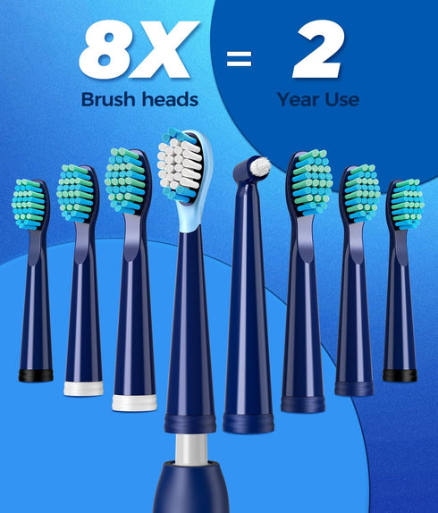 Electric Toothbrush with Travel Case, Sonic Toothbrush for Adults with 8 Brush Heads for 2-Year Use, 40000 VPM Deep Clean Rechargeable Toothbrushe...