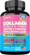 Zoyava Collagen Pills Peptides Types I, II, III, V & X MCG Biotin Keratin Hyaluronic Acid MSM Vitamin A Vitamin C Vitamin E Folic Acid Zinc Magnes...