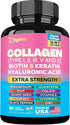 Zoyava Collagen Pills Peptides Types I, II, III, V & X MCG Biotin Keratin Hyaluronic Acid MSM Vitamin A Vitamin C Vitamin E Folic Acid Zinc Magnes...