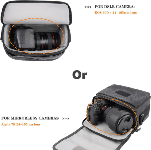 Besnfoto Camera Bag Purse Small Messenger Shoulder Bag for Mirrorless DSLR Camera Waterproof Canvas Compact Photography Case, Black Gray...