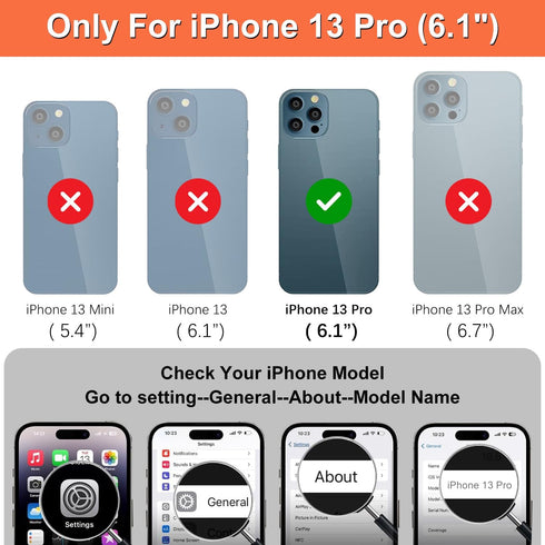 iCoverCase Compatible with iPhone 13 Pro Wallet Phone Case with Card Holder, PU Leather Zipper Pocket Magnetic Detachable Flip Case with Wrist Str...