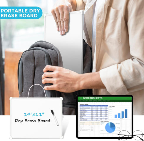 MaxGear Double-Sided Dry Erase Board, 14"x11" Hanging Whiteboard for wall, Small White Board with a Black Dry Erase Marker, Portable Whiteboard fo...