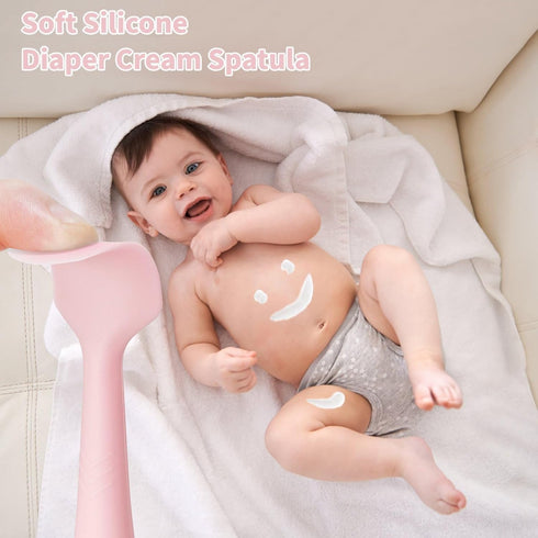 3 Pack Baby Diaper Cream Spatula Applicator, Soft Silicone Butt paste Spatula Diaper Cream Brush with Suction Cup Base (Cyan, Pink, Green)...
