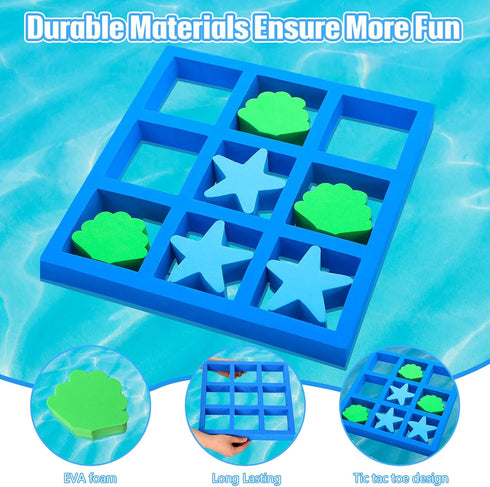 Floating Tic Tac Toe Game with Foam Seashell and Starfish Foam Tic Tac Toe Game Pool Games for The Entire Family Summer Swimming Pool Backyard Par...