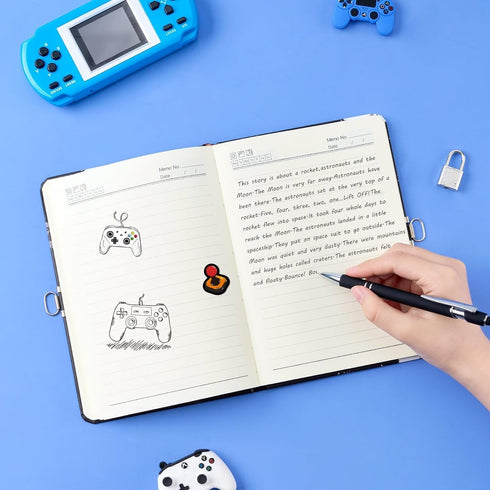 WERNNSAI Kids Diary Set for Boys Game Journal Kit - Kids Luminous Journal with Lock and Keys, Boys Game Diary, Video Game A5 Lined Writing Noteboo...