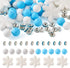 Cheriswelry DIY Winter Theme Jewelry Making Kits with 30pcs 15mm Round Silicone Focal Beads & 5pcs Snowflake Silicone Beads & 30pcs 10mm Glass Rhi...
