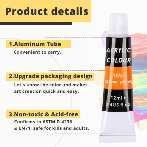 HTVRONT Acrylic Paint Set 16 Colors Acrylic Paint (12ml, 0.41 Oz), Painting Kits for Adults Non-Toxic Paints Gifts for Beginners Children Artists,...