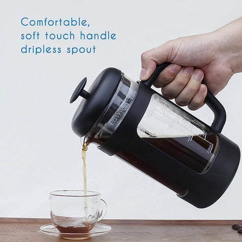 Easyworkz French Press 12 oz Coffee Tea Maker with Borosilicate Glass,Soft Grip Handle...