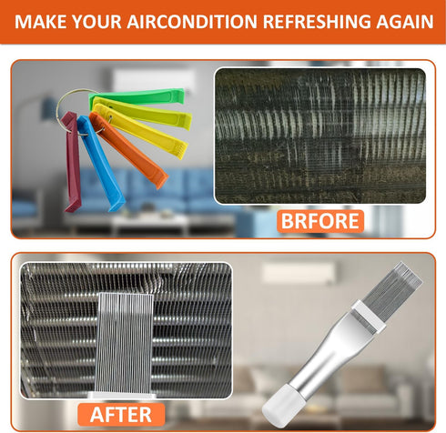 Cenipar 2PCS Air Conditioner Condenser Fin Comb Set Include FCR6 Fin Comb and Stainless Radiator Fin Comb Compatible with Air Conditioner HVAC Fin...