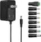Tonton 12V 1A 10ft AC/DC Long Power Supply Adapter Cord 12W Wall Charger AC 100V-240V to DC 12 Volt with 8 Tips for LED Strip Light, CCTV Camera, ...