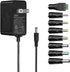 Tonton 12V 1A 10ft AC/DC Long Power Supply Adapter Cord 12W Wall Charger AC 100V-240V to DC 12 Volt with 8 Tips for LED Strip Light, CCTV Camera, ...