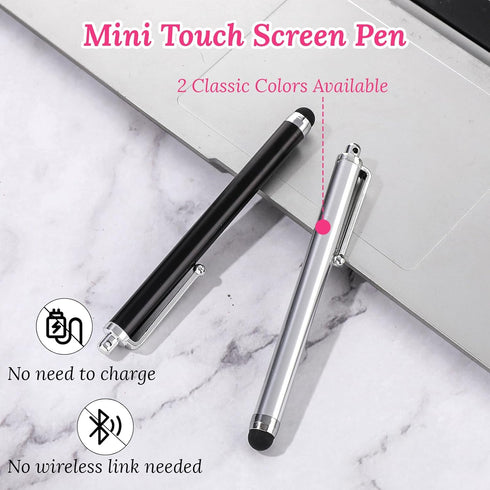 Stylus Pens for Touchscreens, 2 Pack High Precision Replaceable Thin Tip Stylus Rubber Stylus Pen for Smartphone and Tablets All Universal Touchsc...