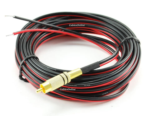 CablesOnline, 25ft 18 AWG Speaker Wire Single Cable with RCA Male Plug, AV-SK125...
