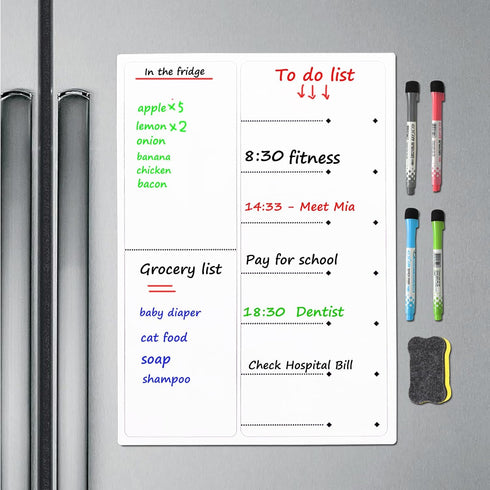 Magnetic Dry Erase Board Sheet for Refrigerator/Office/Locker, White Board Organizer and Planner with Stain Resistant Technology, Include 1 Eraser...