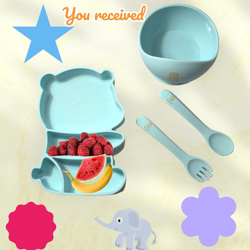 ARIALASQUALITY -Silicone Baby Feeding Baby Plates Bowls-Dishes Toddler Cup-Suction Plates for Baby-Bebe Sets Silicone-Baby Plate-Baby Suction Plat...