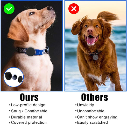 2pcs Dog Collar Holder for AirTag, Waterproof Dog Collar Holder Anti-Loss Soft Silicone Protective Case Cover for Pets Dog Cats Compatible with Ap...