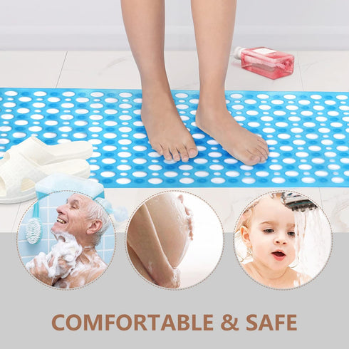 Bath Mat for Tub, 30 x 17 inch Non Slip Bathtub Mat Machine Washable Shower Mat with Suction Cups, Quick Drain Bathtub Mat for Bathroom...