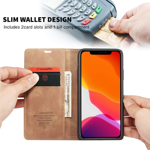 SINIANL iPhone 11 Leather Case, Book Folding Flip Case with Kickstand Credit Card Slot Magnetic Closure Protective Cover for Apple iPhone 11 2019 ...