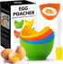 Egg Poacher - Poached Egg Cooker with Ring Standers, Food Grade Non Stick Silicone Egg Poaching Cup for Microwave or Stovetop Egg Poaching, with E...