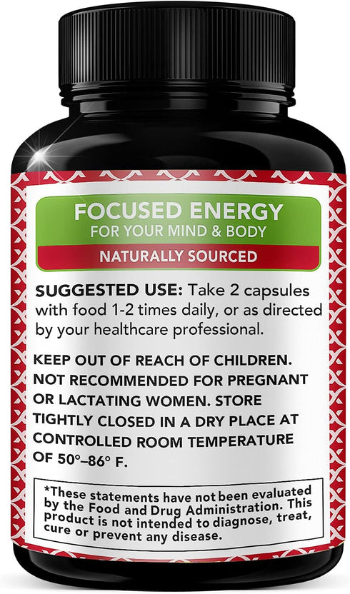 Korean Red Panax Ginseng 1200mg + Ginkgo Biloba -120 Vegan Capsules - High Ginsenosides Extra Strength Root Extract Powder Supplement for Energy, ...
