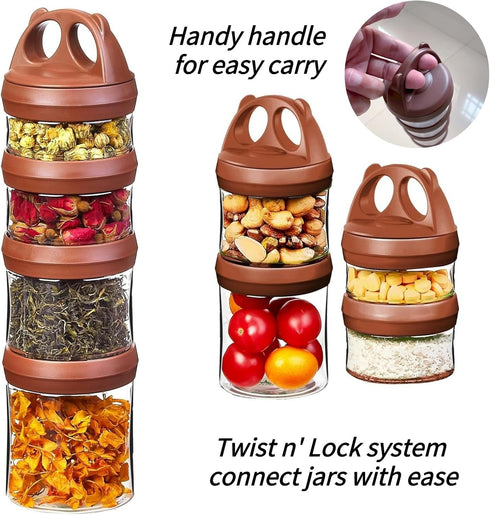 SELEWARE Portable Stackable Food Storage Containers for Snacks Formula Powder and Drinks Twist Lock System Airtight Leak-proof BPA and Phthalate F...