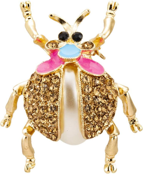 Knighthood Pearl and Champagne Stone Detai Elegant Lady Bird Insect Brooch/Lapel Pin...