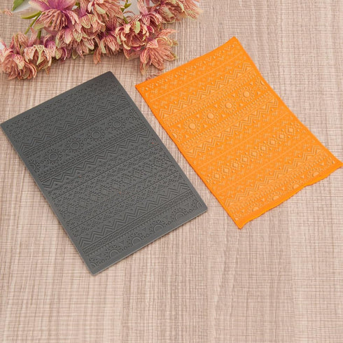 Arbuya Polymer Clay Texture Sheets for Boho Style Earring Jewerly Making, Flowers Geometric Clay Texture Stamps Mat for Polymer Clay Projects Poly...