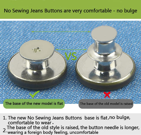 GIYOMI 20mm No Sewing Jeans Buttons Replacement Kit with Metal Base,12 Sets Nailess Removable Metal Buttons Replacement Repair Combo Thread Rivets...