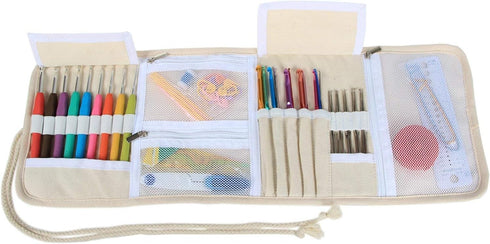 Teamoy Crochet Hook Case, Roll Bag Holder Organizer for Various Crochet Needles and Knitting Accessories, Compact and All-in-Place, Animal World...