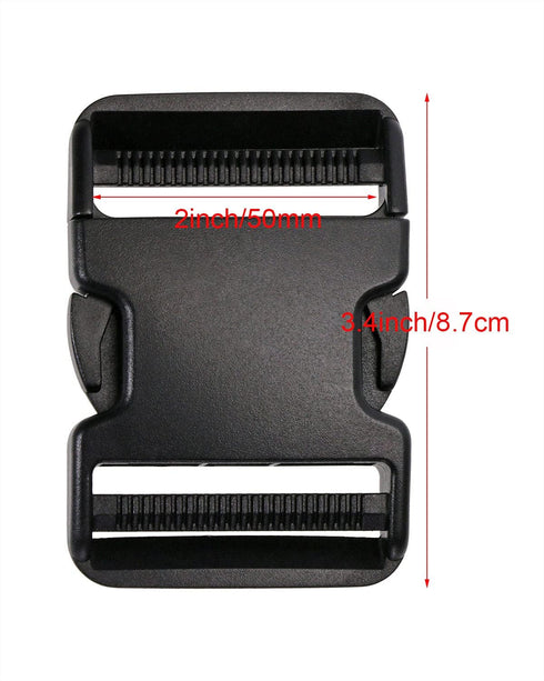 PENTA ANGEL 2Pcs 50mm/2 inch Black Plastic Buckle Clips Heavy Duty Dual Adjustable Buckles Craft Webbing Quick Side Release Buckles for Luggage St...