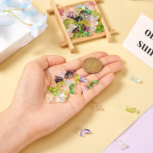 Craftdady 200Pcs Glass Flower Beads Lampwork Leaf Beads Colorful Crystal Floral Charms Cute Fun Beads for Crafts DIY Earrings Jewelry Making Suppl...
