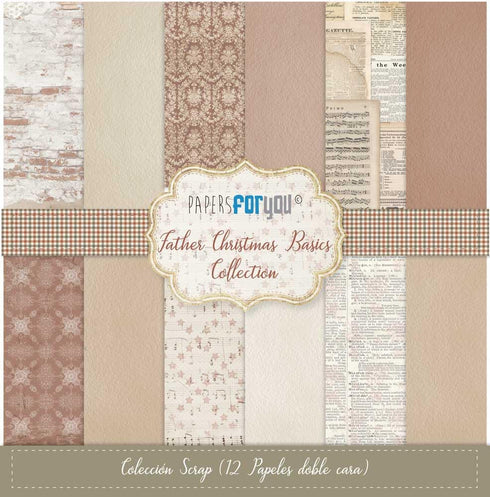 Papers For You - Scrapbooking and Craft Paper Kit | "Father Christmas Basics" Collection | Includes 12 Double Sided Papers with Different Designs ...