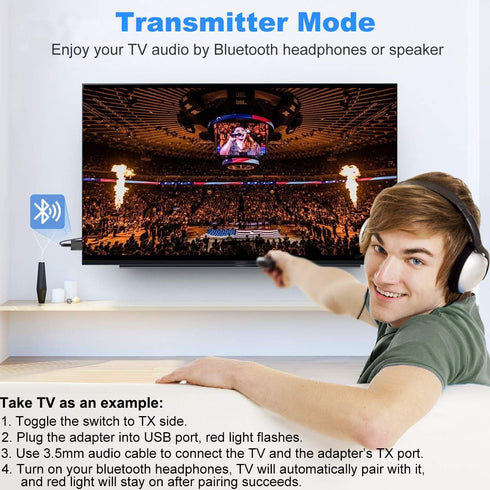 ISOBEL USB Bluetooth Audio Transmitter Receiver, 3 in 1 HiFi Wireless Audio Adapter, Bluetooth 5.0 EDR Adapter with 3.5mm AUX for Car TV Headphone...