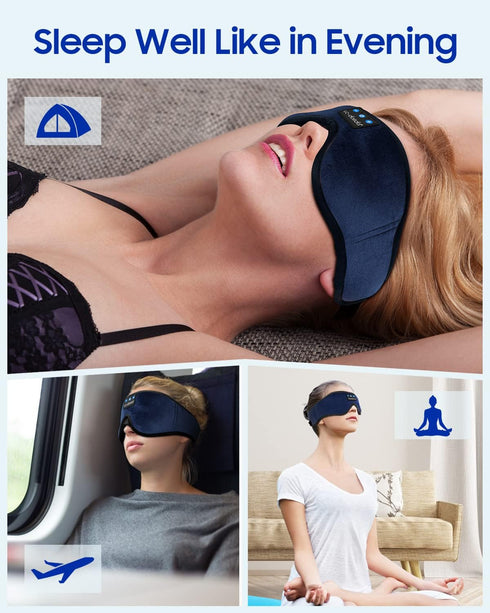 LC-dolida Sleeping Headphones Eye Mask, Sleep Mask with Bluetooth Headphones 3D Eye Mask Wireless Music Cotton Sleep Cover for Side Sleepers Nap I...