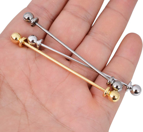 3PCS Men's Classic Collar Bar Tie Necktie Pins Clasp Shirt 18K Gold Silver Plated Brass Collar Stay Bar Cravat Pin Stud Bar Clips...