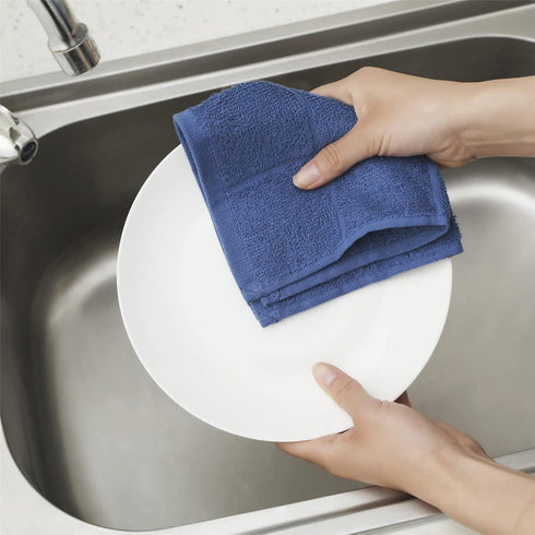 Kitchen Dish Cloth Pack of 8, 11x11 Inches Cotton Dish Rags, High Absorbent Cleaning Cloth Durable (11x11 inches, red)...