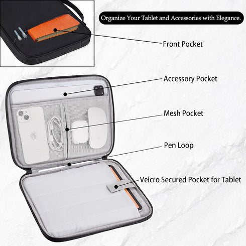 iPad Pro 12.9 Carrying Bag, Tablet Sleeve 12.9 Magic/Smart Keyboard Accessory Bag for Pad Pro 12.9 M2/M1/2018-2020, Surface Pro 9/8/X/7/6, 12.4" G...