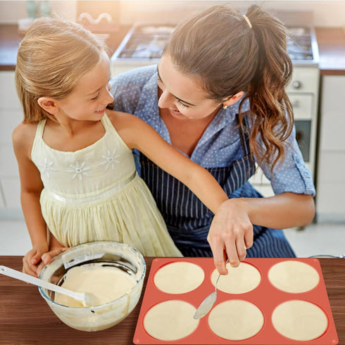 JOERSH 2-PK Silicone Egg Molds 4 Inch Jumbo Muffin Top Baking Pans, Non-Stick Large Disc Round Silicone Molds for Hamburger Bun, Corn Bread, Pie, ...
