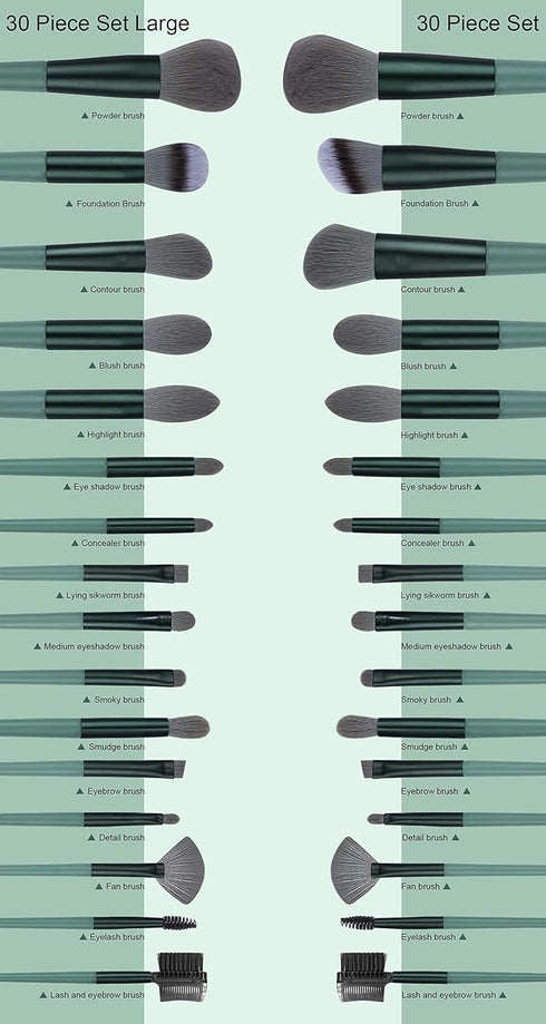 Koccido Makeup Brushes 30 Pcs Makeup Kit,Foundation Brush Eyeshadow Brush Make up Brushes Set (Green, 30 Piece Set)...