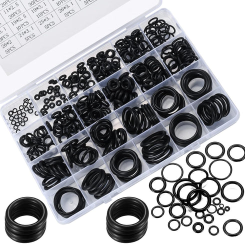 O Ring Assortment Kit, 360 Pcs Rubber Washer Orings, 24 Sizes Pressure Washer O Ring Kit for Faucet, Hose, Automotive, Air Gas Plumbing Sealing Re...