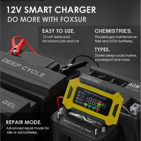 12V 6-Amp Car Battery Trickle Charger,Smart Portable Float Charger for Car, Motorcycle, Lawn Mower - Maintains SLA, AGM, Gel Cell, and Wet Lead Ac...