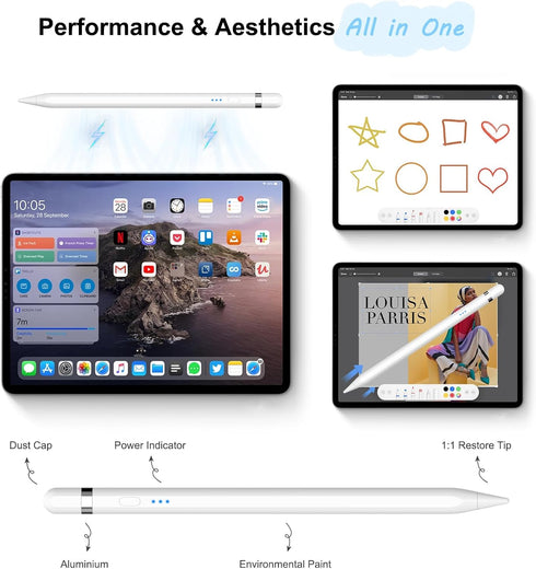 Stylus Pen for iPad 2018-2023, SENKUTA Pencil 1st Generation with Fast Charge, Magnetic Tilt Sensitivity and Palm Rejection Pen for iPad Air 3/4/5...