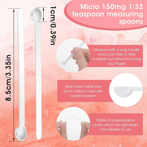 Prasacco 32 Pieces 1/32 Teaspoon 0.15 mL Mini Measuring Spoons Micro Scoops for Jars Little Tiny Plastic Scoop for Cosmetics Medicines Spices Powd...