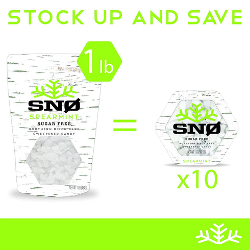 Spearmint KETO Xylitol Candy Chips - SNØ 1.5oz Tin - Sugar-Free Candy With Only 2 Ingredients | Low Carbs, Diabetic-Friendly, Non-GMO, Vegan, GF &...