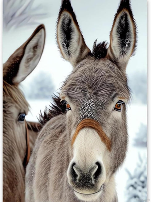 TUTUMAY21 Donkey Diamond Painting Kits Winter Donkey Art Painting 5D DIY Full Round Drill Adults Beginners, Personalized Gifts for Family Friends ...